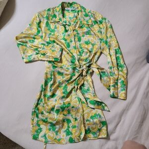 Zara Green and Yellow Floral Mini Dress